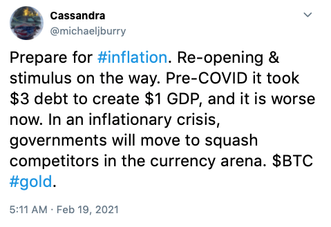 Burry inflation tweet
