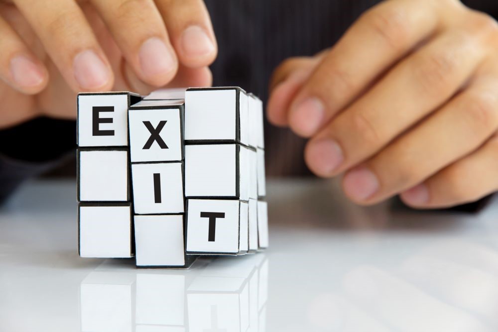 Exit written on a Rubik's cube